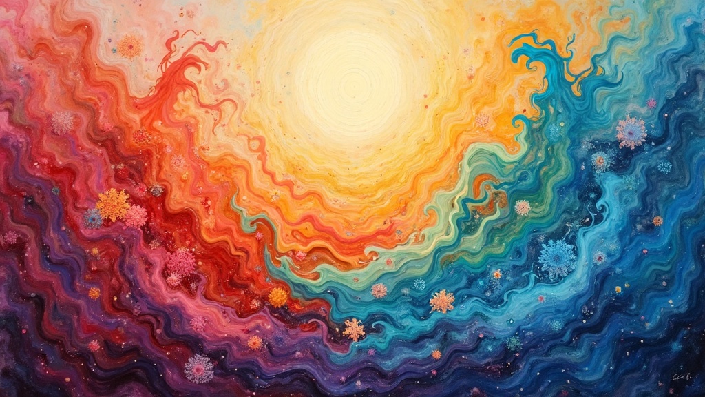 Colorful abstract art illustrating a whirlwind of change