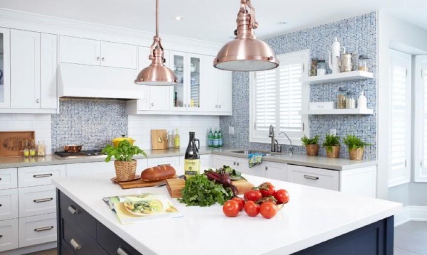Modern kitchen with healthy foods.